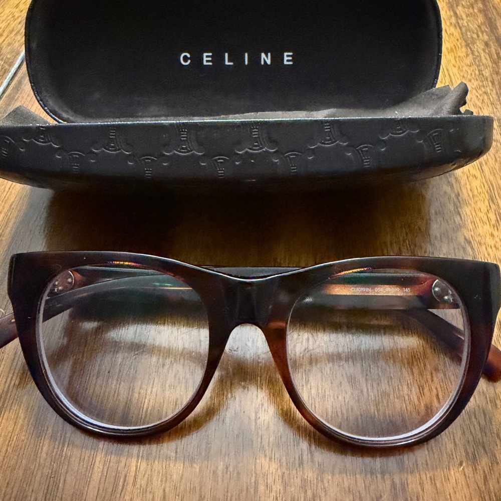 Celine Tortoiseshell Eyeglasses in Brown and Amber